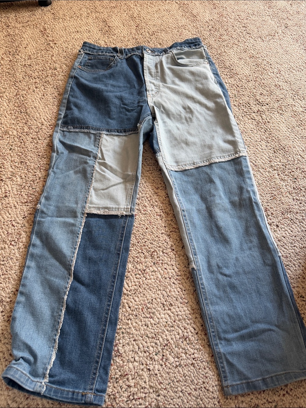 wild fable Patchwork Straight Leg Jeans in Light and Dark Blue